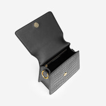 Load image into Gallery viewer, The Fae Top Handle Bag - Black Croc