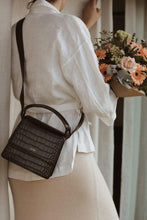 Load image into Gallery viewer, The Fae Top Handle Bag - Black Croc